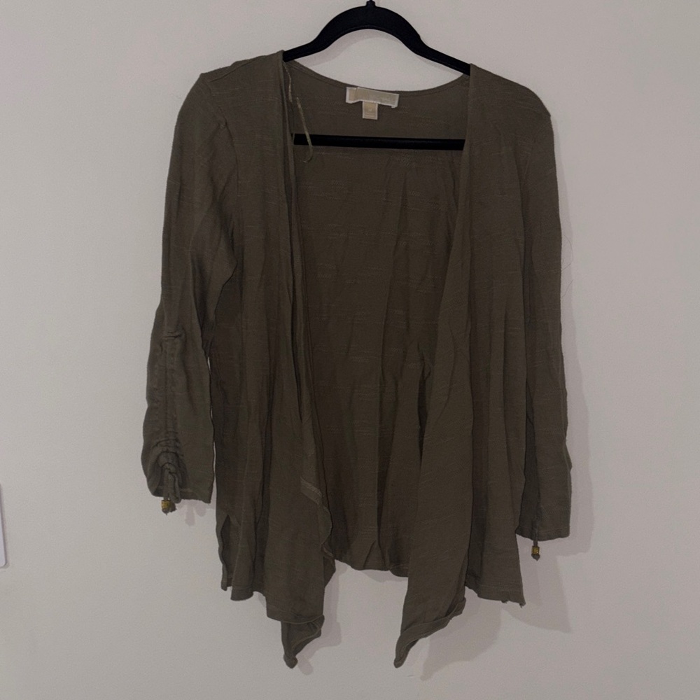 Michael Kors Olive Green Open Front Cardigan Size M
